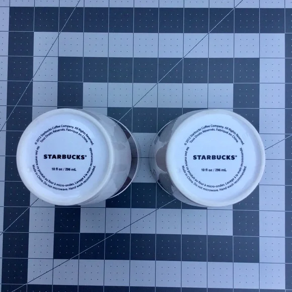 Starbucks Copper Band Tumbler Mug Ceramic 2012 White 10 Oz Mermaid Logo Cups - Picture 6 of 9